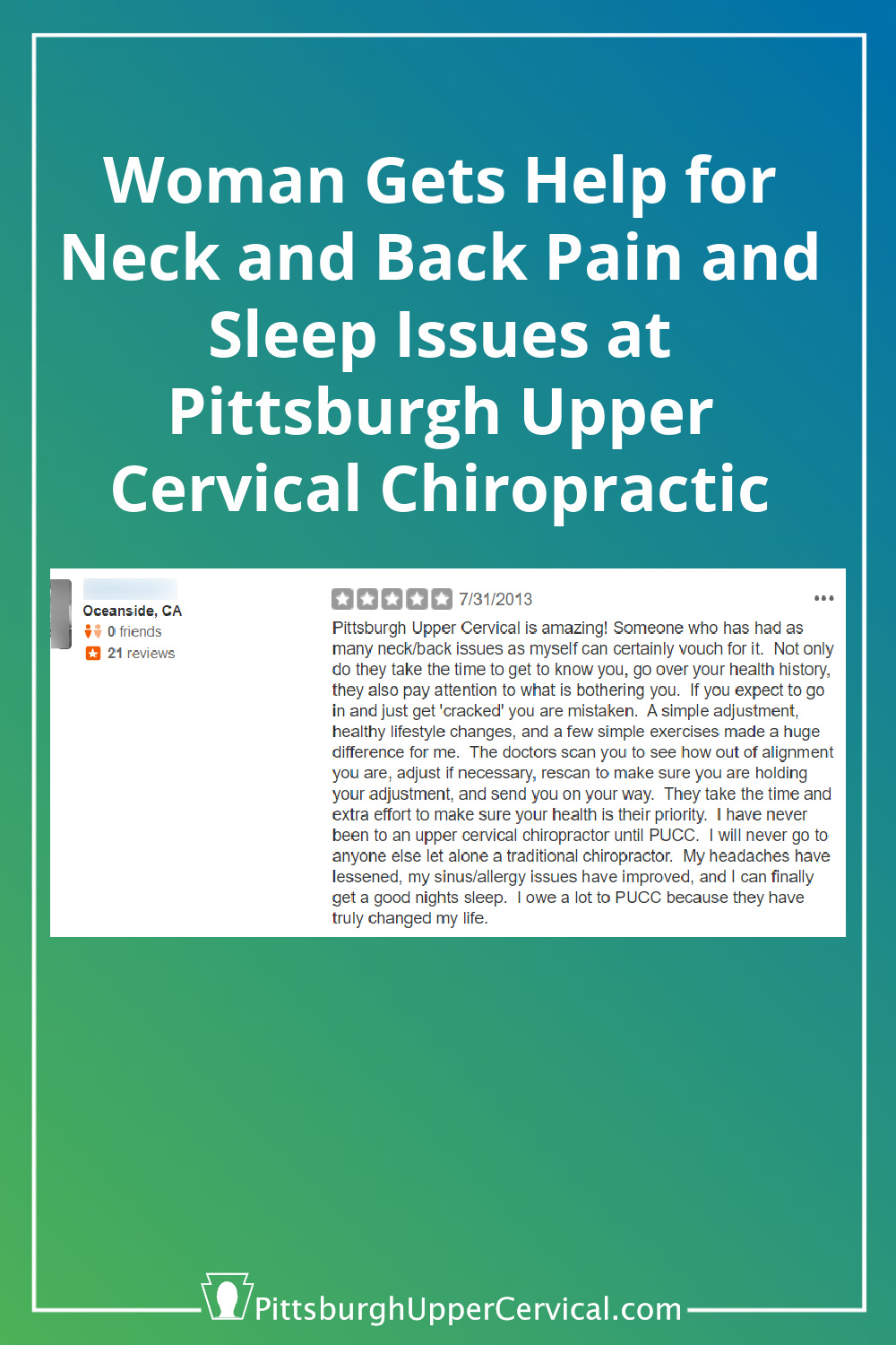 Help for Neck and Back Pain and Sleep Issues at Pittsburgh Upper Cervical Chiropractic Pinterest Pin