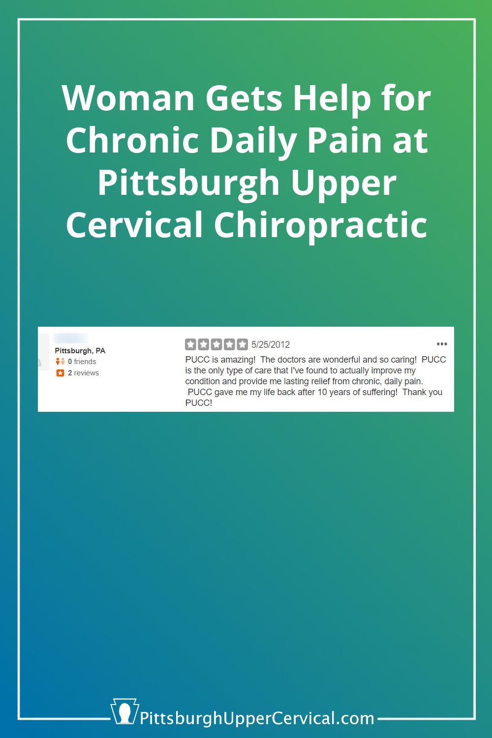 Help for Chronic Daily Pain at Pittsburgh Upper Cervical Chiropractic Pinterest Pin