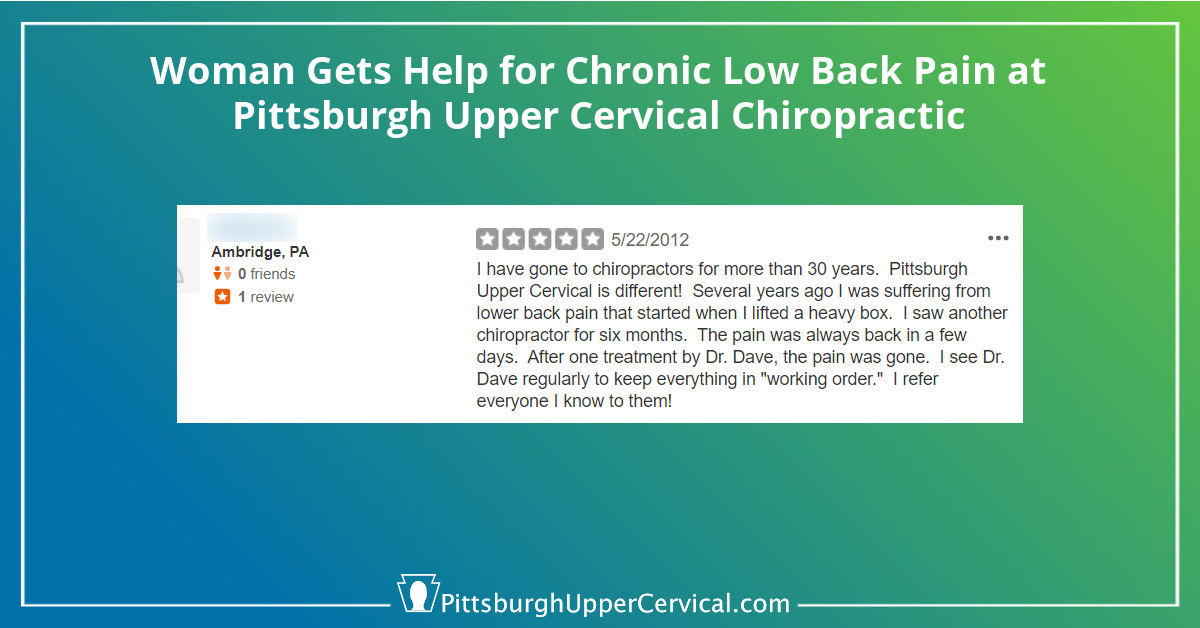 Help for Chronic Low Back Pain at Pittsburgh Upper Cervical Chiropractic Blog Post Image