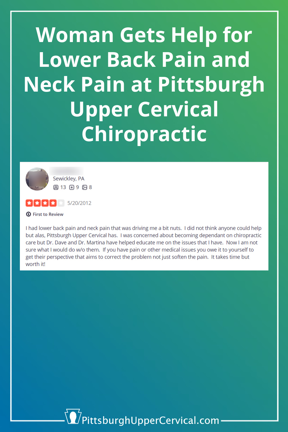 Help for Lower Back Pain and Neck Pain at Pittsburgh Upper Cervical Chiropractic Pinterest Pin